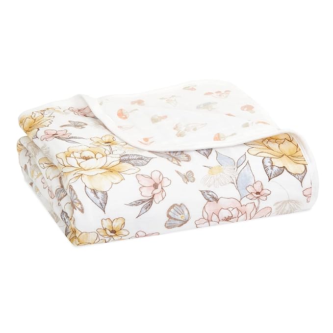 aden + anais 100% Organic Cotton Muslin Baby Blanket Crib Bedding for Newborn Baby and Toddler, Nursery Blanket for Boys and Girls, Baby Registry and Shower Gift - Earthly, Rosewood