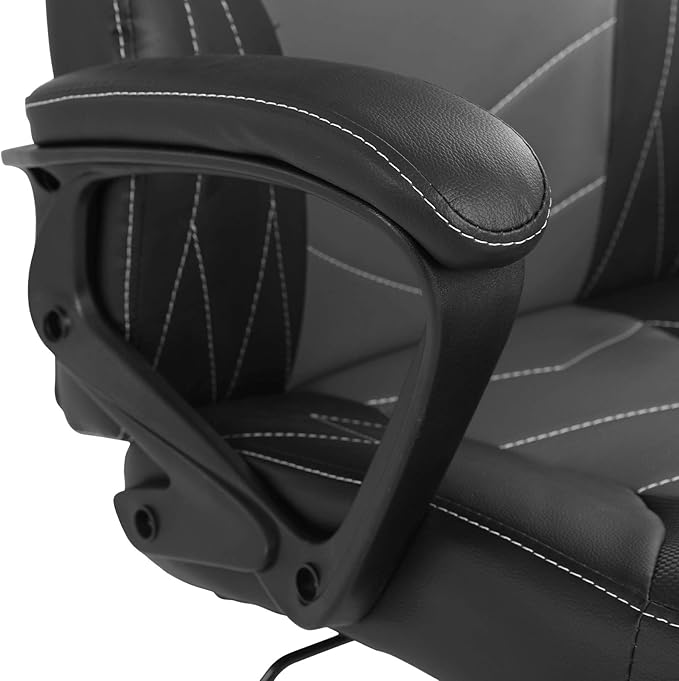 Modern-Depo Ergonomic Gaming Chair for Teenagers Juniors, High Back Swivel Racing Computer Chair, Height Adjustable Gaming Chair, Soft Padded Armrest, Black Grey
