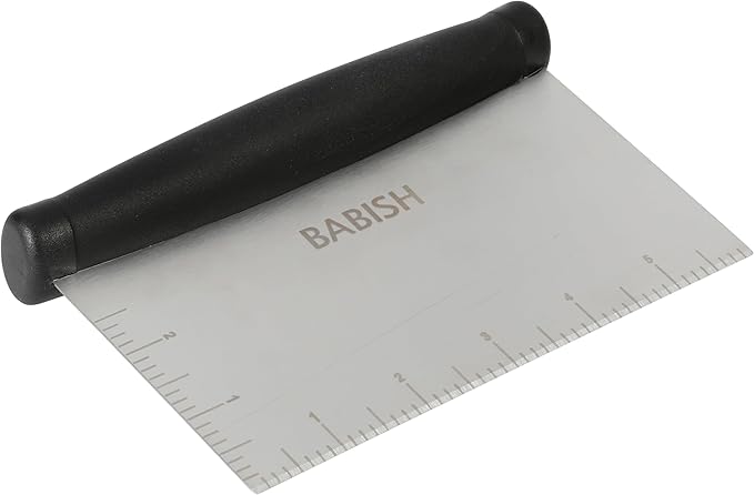 Babish Multi-Purpose Stainless Steel Scaper/Chopper with Grip, 6-Inch, Silver/Black