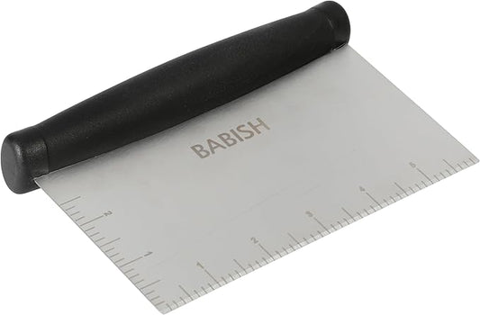 Babish Multi-Purpose Stainless Steel Scaper/Chopper with Grip, 6-Inch, Silver/Black