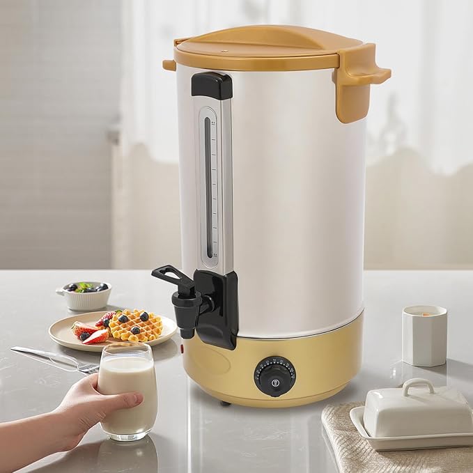 Electric Hot Water Dispenser 160 Cups Commercial Coffee Percolator & Beverage Dispenser w/Temperature Control, Stainless Steel Coffee Urn for Coffee & Tea