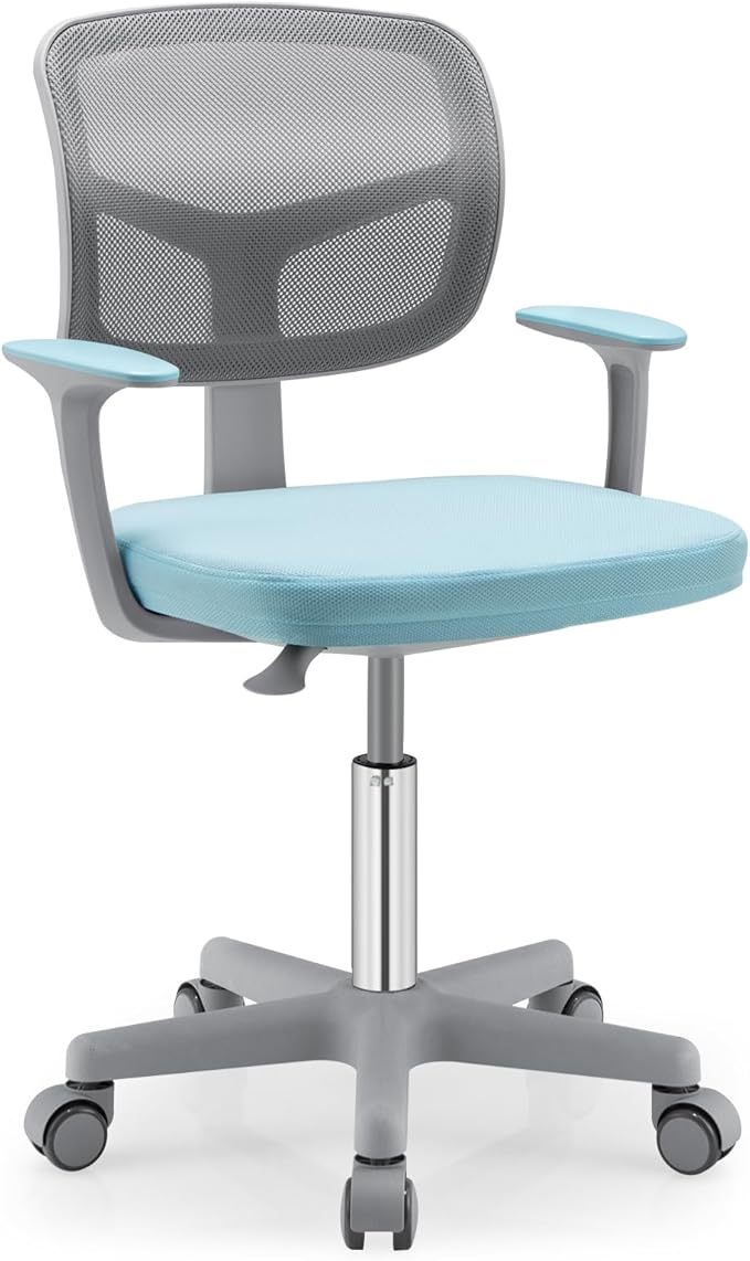 Giantex Kids Desk Chair, Height Adjustable Children Swivel Computer Chair with Y-Shaped Lumbar Support & Universal Casters, Mesh Kids Task Chair for Study, Boys Girls Aged 4-13, Blue