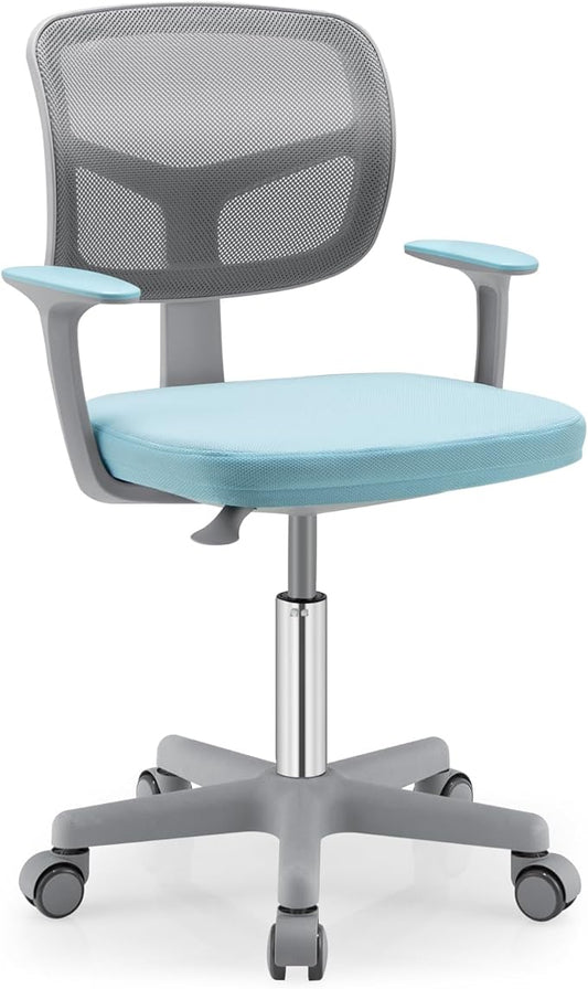 Giantex Kids Desk Chair, Height Adjustable Children Swivel Computer Chair with Y-Shaped Lumbar Support & Universal Casters, Mesh Kids Task Chair for Study, Boys Girls Aged 4-13, Blue