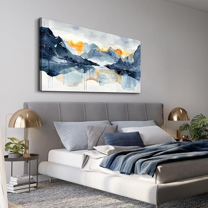 FUHAIHUA Canvas Wall Art For Living Room Large Wall Decor For Office Bedroom Home Decorations Minimalism Abstract Paintings Watercolor Ink Pictures Artwork Aesthetic Room 24x48 In