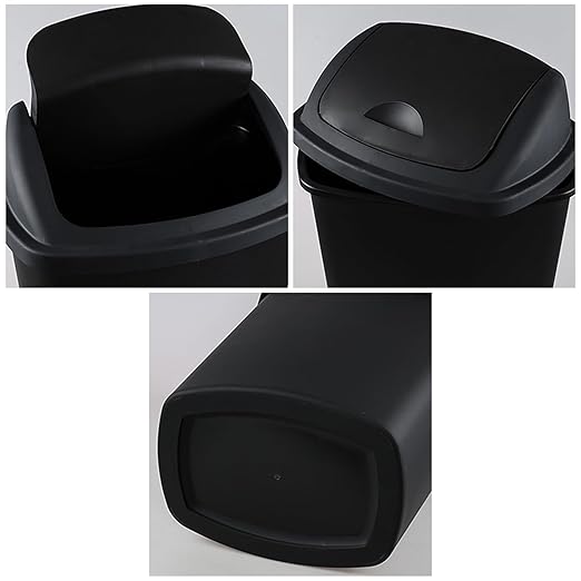 Begale 4-Pack 18 Gallon Large Trash Can with Swing Lid, Plastic Kitchen Swing-Top Garbage Can, Black