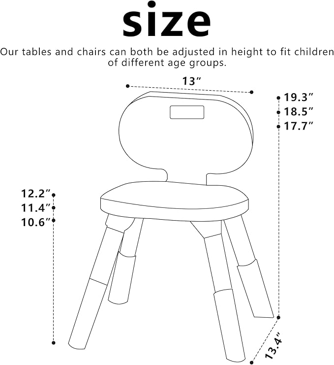 3 Level Height Adjustable Kids Chairs Plastic Preschool Chair Durable and Lightweight Child Chair with a Maximum Load Capacity of 130 pounds Suitable for Day Care, Classroom, and Home (4-Pack Beige)