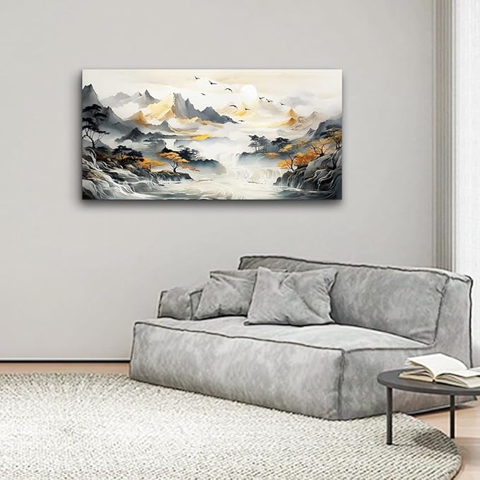 Lapremoly Wall Art For Living Room Large Wall Decor For Office Bedroom Wall Pictures Abstract Mountain Landscape Canvas Prints Painting Artwork Modern Ready To Hang Stretched and Framed Home Poster
