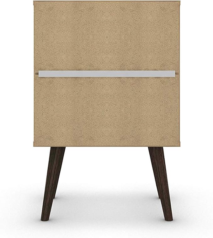 Manhattan Comfort Liberty Mid Century Modern Nightstand with Drawers, Bedside Table for Bedroom and Living Room, Night Stand Accent Decor, Easy Assembly, White/Yellow