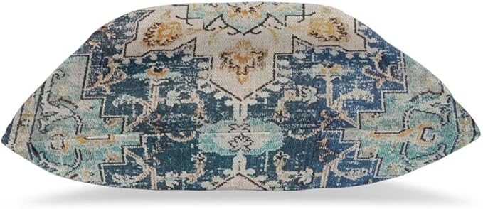 Boho Pillow Covers 24x24 Set of 2, Light Blue Beige Carpet Pattern Outdoor Decorative Throw Pillows Vintage Linen Ethnic Rustic Farmhouse Cushion Cases for Couch Sofa Decor