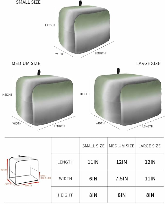 Toaster Cover 4 Slice Sage Green Toaster Oven Cover with Pockets Ombre Green Grey Dustproof Bakeware Protector Small Kitchen Appliance Dust Covers and Fingerprint Protection for Women