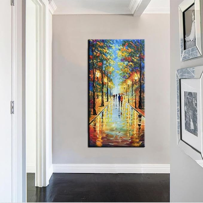 Tyed Art- Large Contemporary Wall Art Landscape Oil Painting On Canvas palette knife Textured Tree Painting hand-painted Acrylic Abstract Landscape wall art modern canvaspainting Living room bedroom hanging bedside ofa background painting 30x60inch