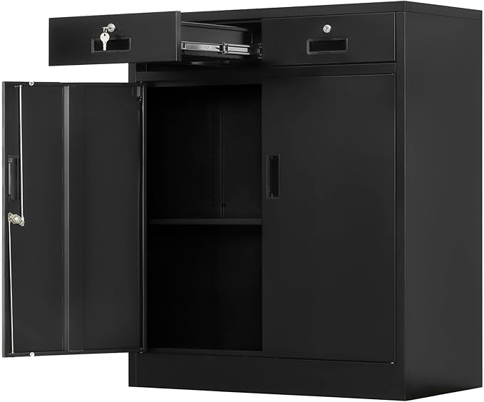 Storage Cabinet, 36 Inch Tall Metal Storage Cabinet with Doors and Shelves, Metal Cabinet with Drawers, Pantry Cabinets for Kitchen Storage, Garage Cabinet for Living, Dining Room.