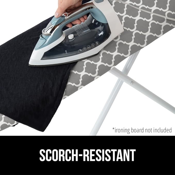 The Original GORILLA GRIP Ironing Board Cover and Pad, Silicone Coating, Thick Scorch Resistant Padding, Heavy Duty Iron Covers Standard Boards, Hook and Loop Fastener Strap, Quatrefoil, 15x54