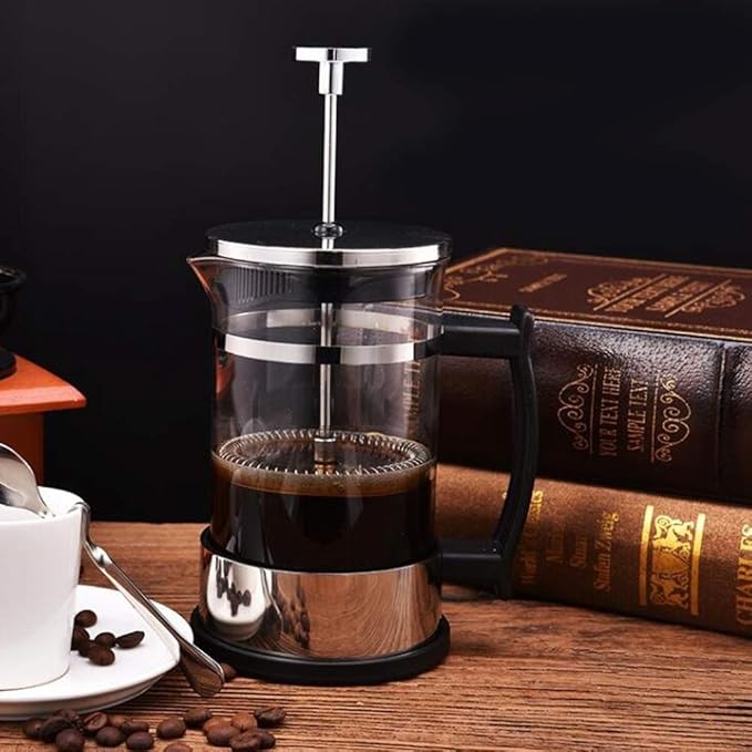 French Press Coffee Maker, 304 Stainless Steel Coffee Press, 350 ml Household Glass Coffee Pot, Tea Maker,Heat Resistant Sturdy, Easy to Clean