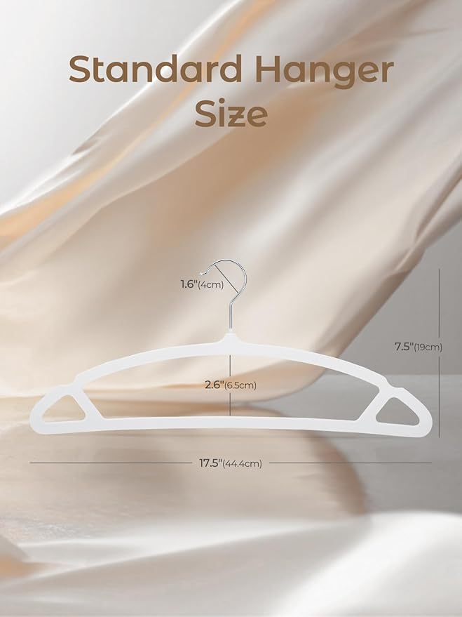 HOUSE DAY White Velvet Hangers 60 Pack, Luxury Non Slip Felt Hangers, Space Saving Clothes Black Hanger Heavy Duty, No Shoulder Bump Focked Hanger with 360° Swivel Hook for Closet