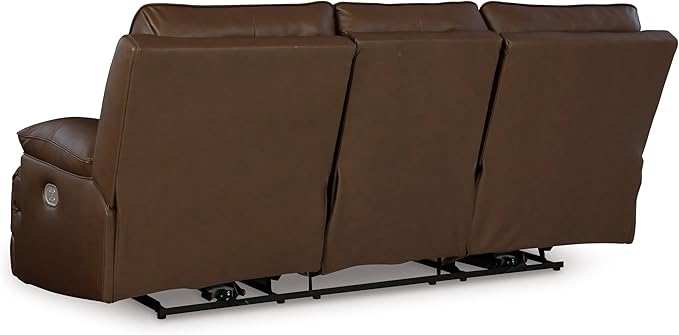 Signature Design by Ashley VonRyan Modern Leather Match Power Reclining Sofa with USB Ports, Dark Brown