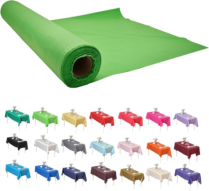 Craft And Party, Apple Green Plastic Table Cover Roll - 40in X 100 feet Heavy Duty Plastic Banquet Table Cover Roll. (Apple Green)