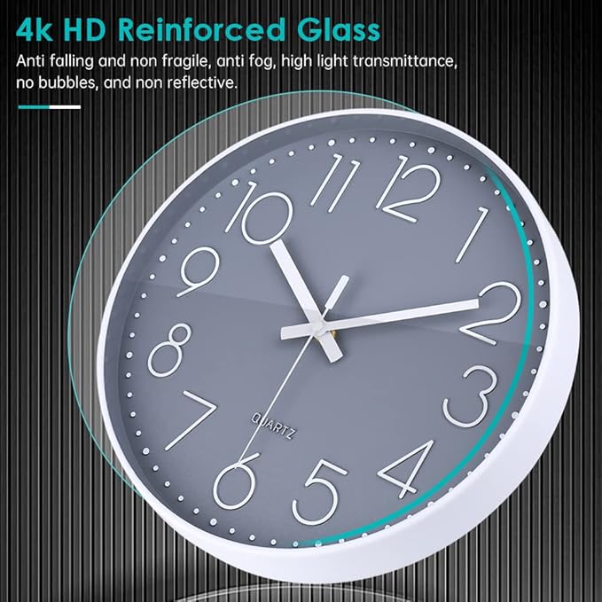 jomparis Wall Clock 12 Inch Non-Ticking Silent Battery Operated Round Wall Clock Modern Elegant Simple Style Decor Clock for Home/Office/School/Kitchen/Bedroom/Living Room