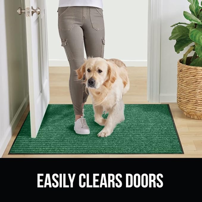 GORILLA GRIP Traffic Guard Door Mat, 2 Pack, Heavy Duty Waterproof Doormat, Commercial Office Space Welcome Mats, Stain and Fade Resistant, Low Profile, Strong Rubber Backing, 29x17, Green