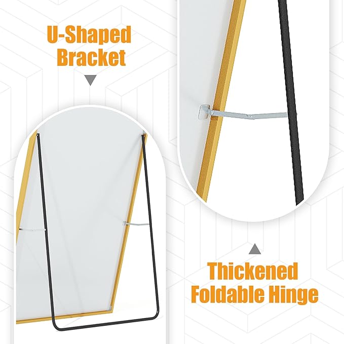 Tall Full Body Mirror, 68''x 29'' With Gold Aluminum Alloy Frame, Floor Length Leaning Against Wall for Bedroom Decor, Women Dressing