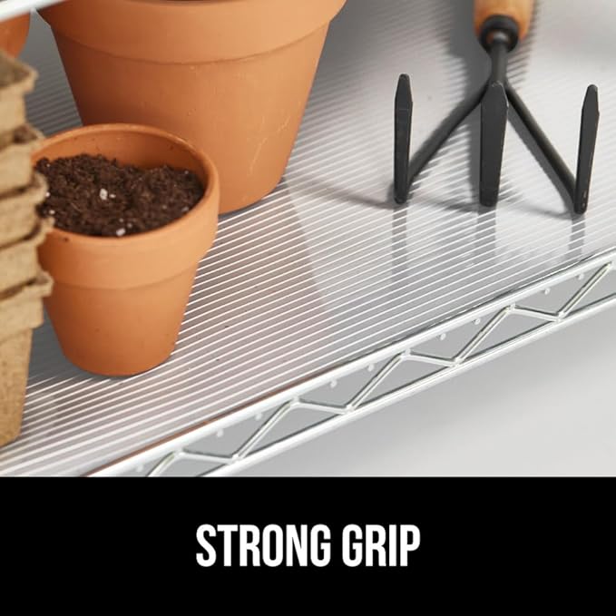 GORILLA GRIP DuraGuard Shelf Liner, Non-Adhesive Cabinet Liners for Kitchen Drawers, Shelves, Refrigerator, Pantry Storage, Bathroom Closet, Durable Waterproof BPA Free Ribbed Plastic, 17.5x10 Clear