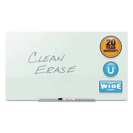 Quartet Glass Whiteboard, Magnetic Dry Erase Board, Wall Mounted Whiteboard for Office, School and Home, 74" x 42", White (G7442IMW)