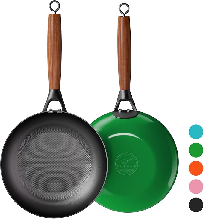 YUTANN Nonstick Frying Pan, 8 inch Enameled Cast Iron Pan Kitchen Healthy Egg Fry Pan Omelette with Detachable Handle, Lightweight Pre-seasoned Cast Iron Skillet, Dishwasher & Oven Safe