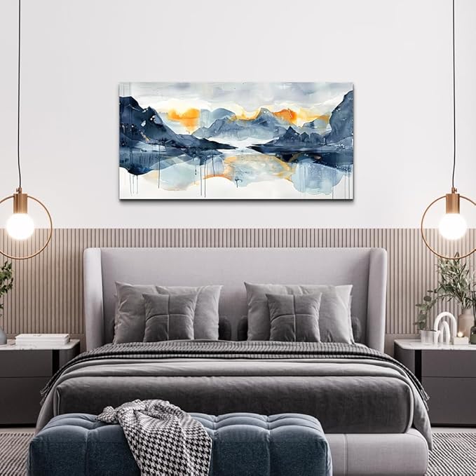 FUHAIHUA Canvas Wall Art For Living Room Large Wall Decor For Office Bedroom Home Decorations Minimalism Abstract Paintings Watercolor Ink Pictures Artwork Aesthetic Room 24x48 In
