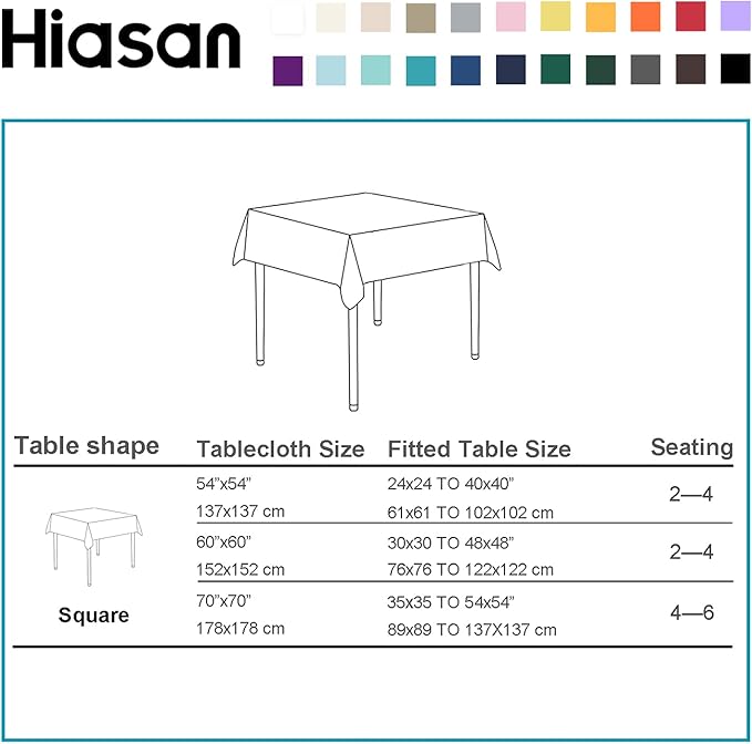 Hiasan Champagne Square Tablecloth - Waterproof and Spillproof Washable Fabric Table Cloth for Dining Room Kitchen, 60 x 60 Inch
