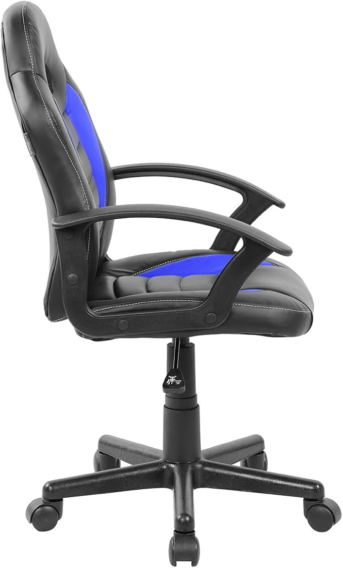 Techni Mobili Kid's Gaming and Student Racer Chair with Wheels, Resemblance of a sport's car interior, Polypropylene, Blue
