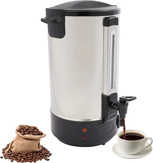 Electric Hot Water Dispenser 160 Cups Commercial Coffee Percolator & Beverage Dispenser w/Temperature Control, Stainless Steel Coffee Urn for Coffee & Tea