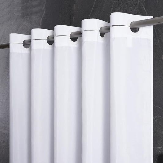 Furlinic White No Hook Small Stall Shower Curtain 36x72 Inch,Polyester Fabric Waterproof Rv Camper Shower Curtains with 4 Plastic Split Grommets,Narrow Half Size Hotel Decorative Bathroom Curtains