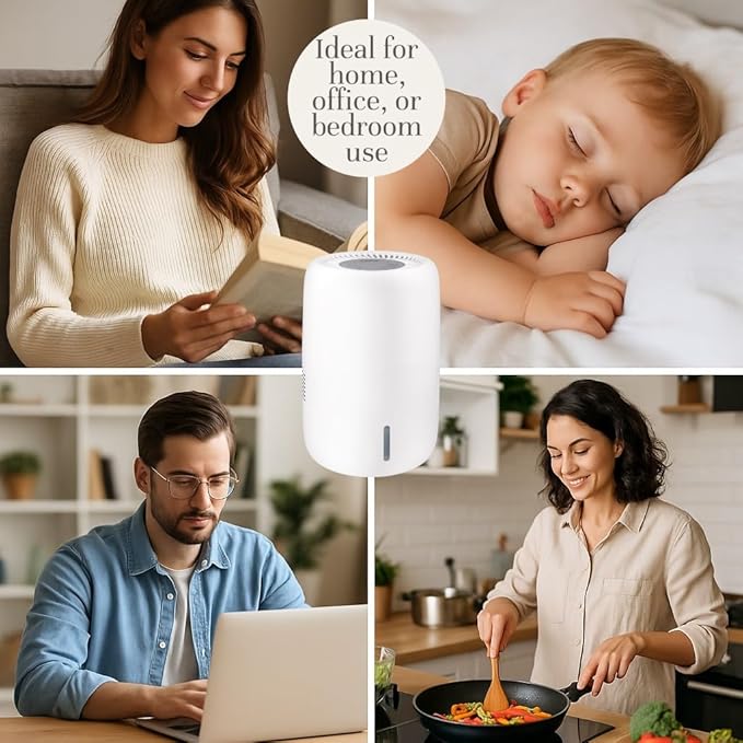 Humea Smart Evaporative Humidifier with WiFi & App Control - 3L Tank, 4 Speeds, 300ml/h - Quiet, Mist-Free, No White Dust - Nightlight - For Allergies, Dry Skin, Better Sleep - White