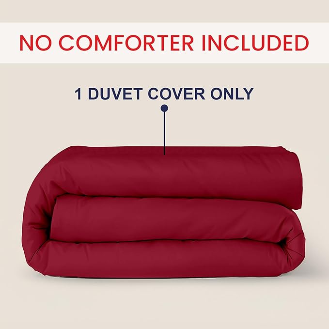 Kotton Culture 120"x98" 1 Pc Oversized King Duvet Cover Only 100% Egyptian Cotton - 600 TC Comforter Cover, Zipper Closure & Corner Ties - Fits Large King Inserts (Oversized King, Red Burgundy)