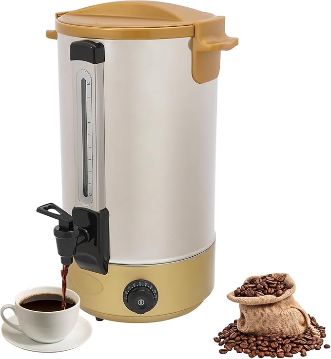Electric Hot Water Dispenser 160 Cups Commercial Coffee Percolator & Beverage Dispenser w/Temperature Control, Stainless Steel Coffee Urn for Coffee & Tea