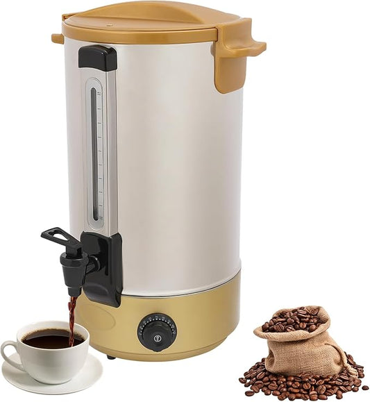 Electric Hot Water Dispenser 160 Cups Commercial Coffee Percolator & Beverage Dispenser w/Temperature Control, Stainless Steel Coffee Urn for Coffee & Tea