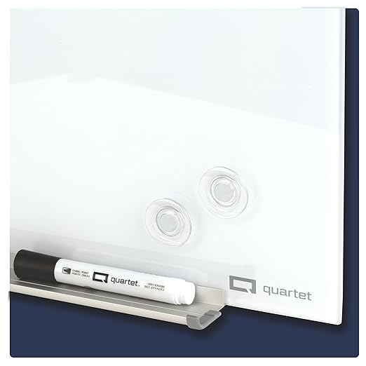 Quartet Glass Whiteboard, Magnetic Dry Erase Board, Wall Mounted Whiteboard for Office, School and Home, 96" W x 48" H, White (Q25F04IMW)
