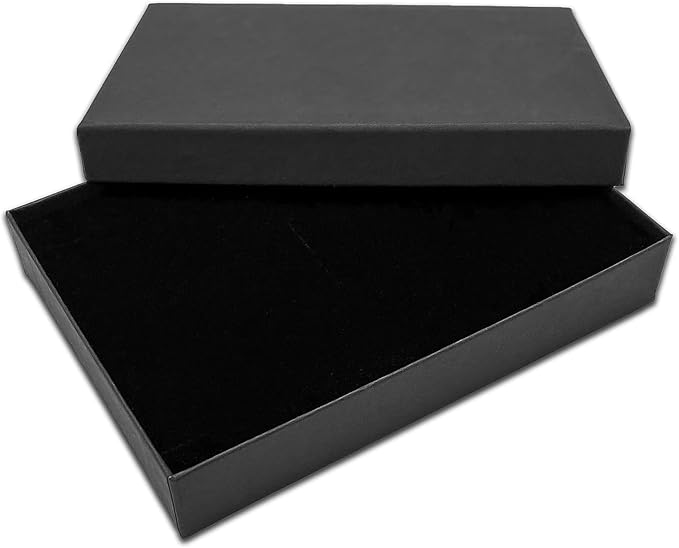 TheDisplayGuys - 12-Pack Cardboard Kraft Paper Jewelry Gift Boxes w. Velvet Padding - Earrings/Ring/Necklace - Matte Black - #53 (5.4" x 3.9" x 1.0")