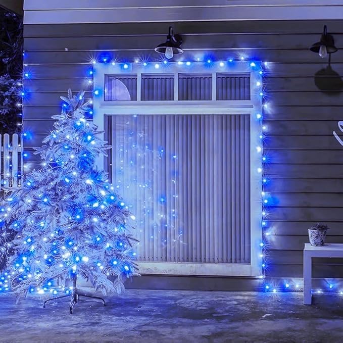 QITONG 500 LED String Lights Green Wire Blue and White Led