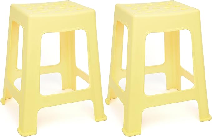 Mintra Home Light Duty Plastic Stools 2pk (18in Height, Yellow)