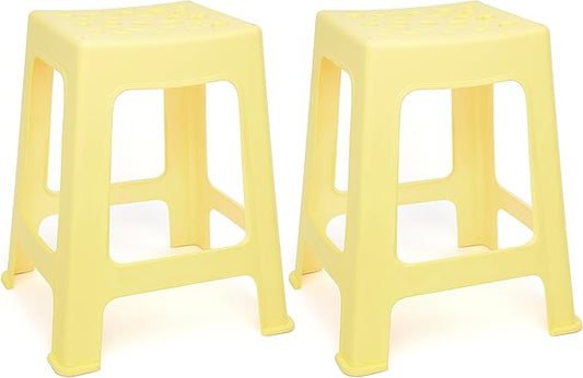 Mintra Home Light Duty Plastic Stools 2pk (18in Height, Yellow)