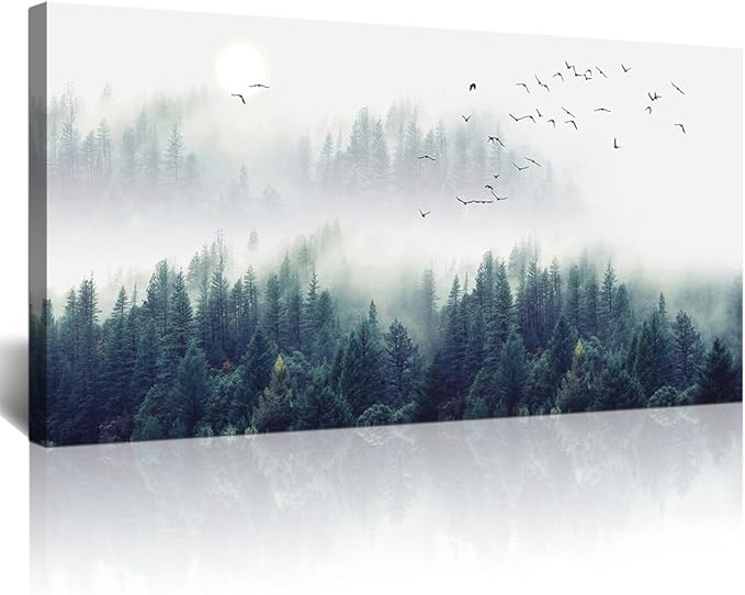 Lapremoly Canvas Framed Wall Art For Living Room Large Wall Decorations For Bedroom Modern Office Mountain Forest Trees Landscape Canvas Art Wall Paintings Ready To Hang Home Decor 24" x 48"inch