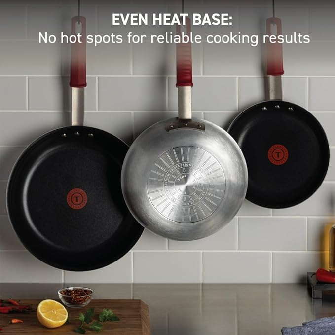 T-fal Professional VX3 Brushed Nonstick Fry Pan with Stainless Steel Handle 8.5Inch, Oven Broiler Safe 400F, Cookware, Pots and Pans, Skillet, Restaurant & Business Grade, Certified NSF and CBA, Black