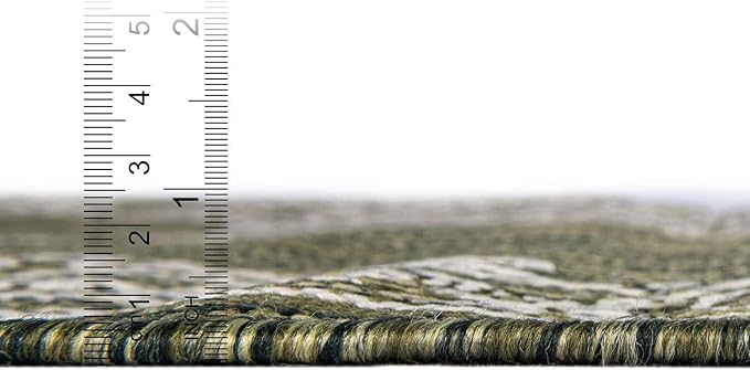 Unique Loom Outdoor Traditional Collection Area Rug - Antique (5' 3" Round Green/Ivory)