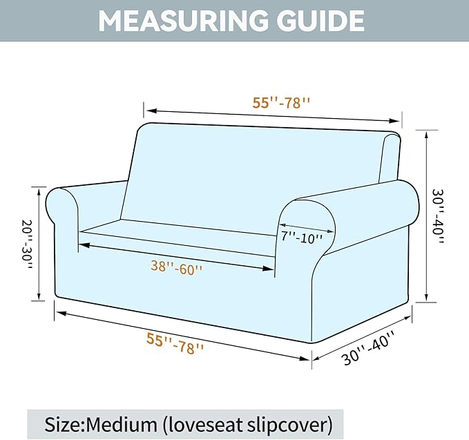 LURKA Stretch Loveseat Sofa Slipcovers 1 Piece Couch Covers for Sofa Furniture Protector Full Sofa Covers with Elastic Bottom for Kids and Dog (Medium,Purple)