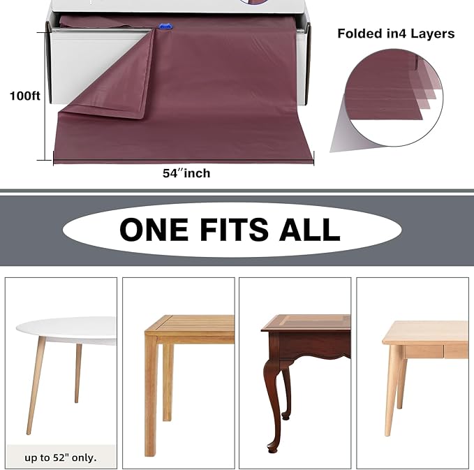 Craft And Party, 54 in x 100 feet Plastic Table Cover Roll for Party, Banquet, Picnic, Kids Activities for Any Size and Shape Table (Brown, 54" x 100ft)