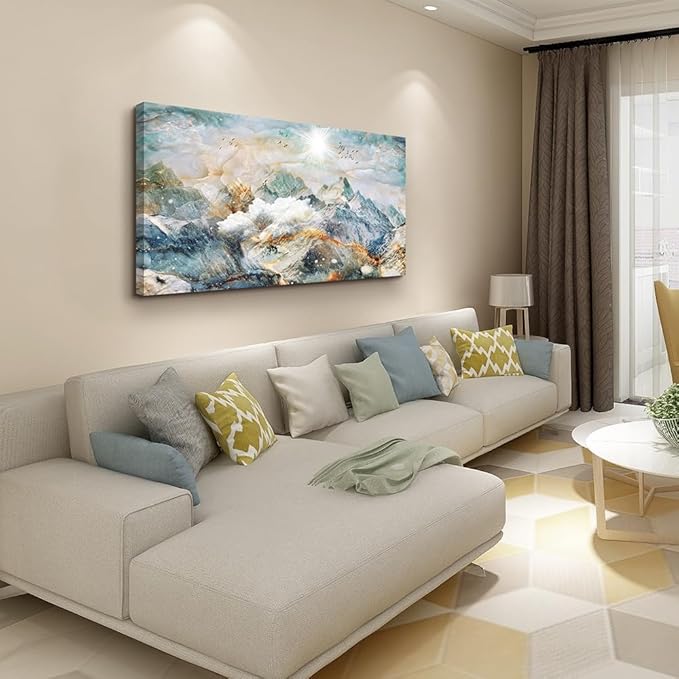 Lapremoly Large Canvas Wall Art For Living Room Wall Decor For Bedroom Office Wall Decoration Mountain Landscape Abstract Wall Painting Framed Pictures Decor Artwork Farmhouse Home Wall Art 24"X48"