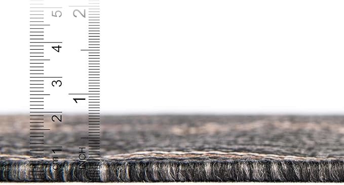 Unique Loom Outdoor Traditional Collection Area Rug - Antique (2' x 8' Runner Charcoal Gray/Natural)