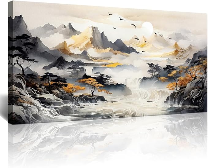 Lapremoly Large Wall Art For Living Room Wall Decor For Office Bedroom Wall Picture Abstract Mountain Landscape Canvas Prints Painting Artwork Modern Ready To Hang Stretched and Framed Home Poster