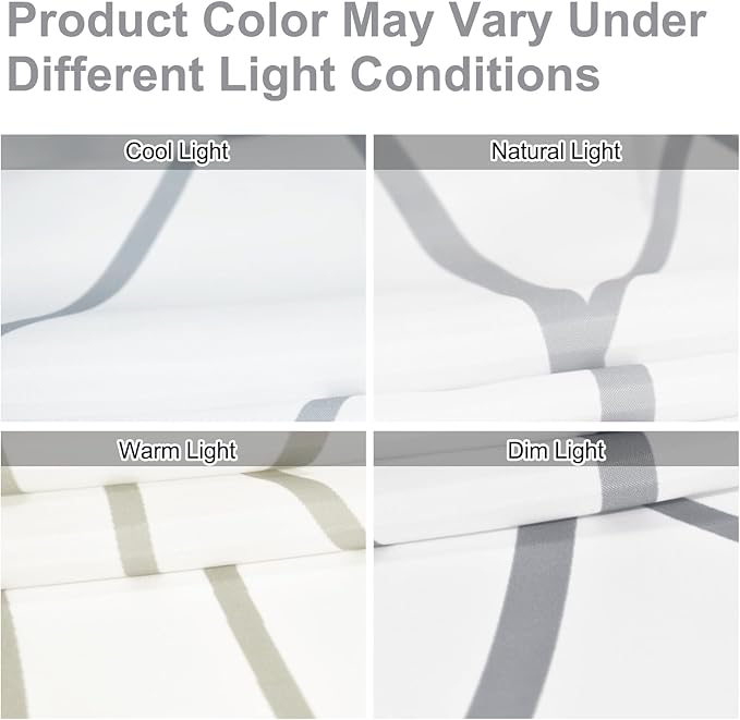 Punkray Grey and White Striped Polyester Shower Curtain for Bathroom with Hooks, Shower Curtains for Bathroom Decor, Waterproof Bath Accessories Hotel Style - Machine Washable 96 x 72